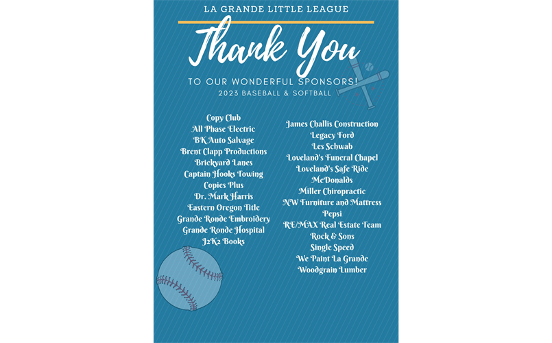 2023 Little League Sponsors - Thank You!